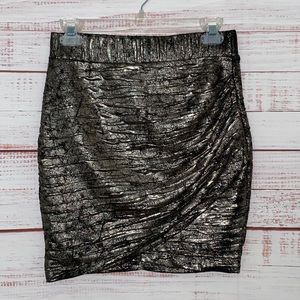 ASTR Metallic Runshed  Faux Wrap  Skirt